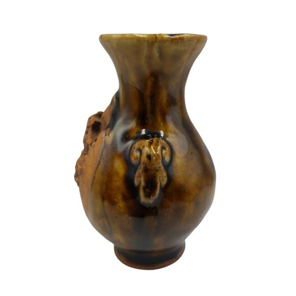 Hand-Carved Japanese Ceramic Vase 3.25 Inches Tall - Picture 7 of 12